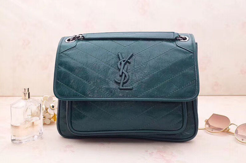 YSL Saint Laurent Niki Medium Bag Vintage Leather 498894 Green