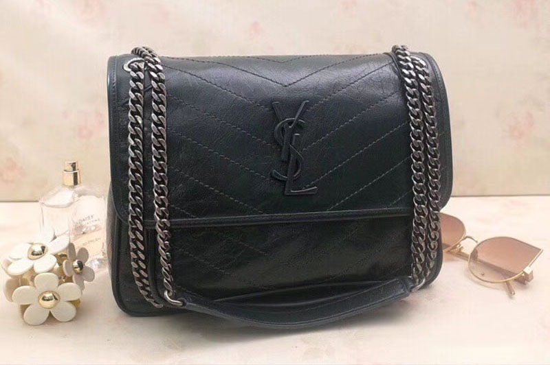 YSL Saint Laurent Niki Medium Bag Vintage Leather 498894 Dark Green