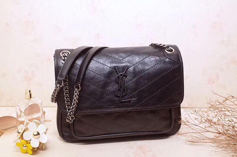 YSL Saint Laurent Niki Medium Bag Vintage Leather 498894 Black