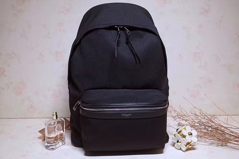 YSL Saint Laurent City Backpack In Nylon Canvas 527137 Black