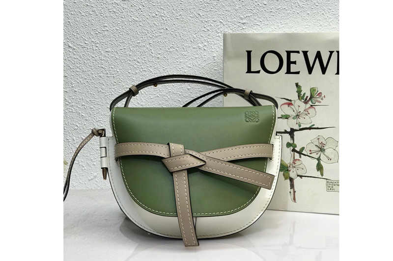 Loewe Small Gate bag in Avocado Green/Sand soft calfskin