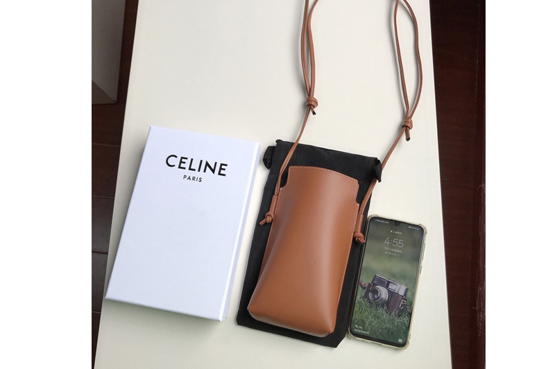 Celine 10F683 Phone Pouch in Tan Smooth Lambskin