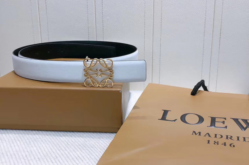 Loewe Anagram reversible 32mm Belt in White Calfskin Leather