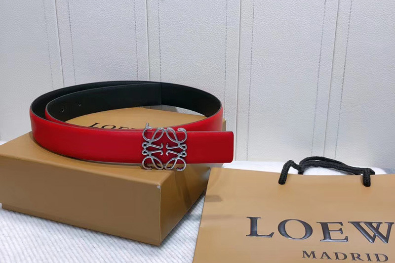 Loewe Anagram reversible 32mm Belt in Red Calfskin Leather