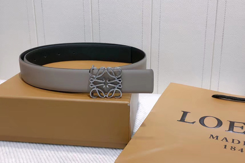 Loewe Anagram reversible 32mm Belt in Gray Calfskin Leather