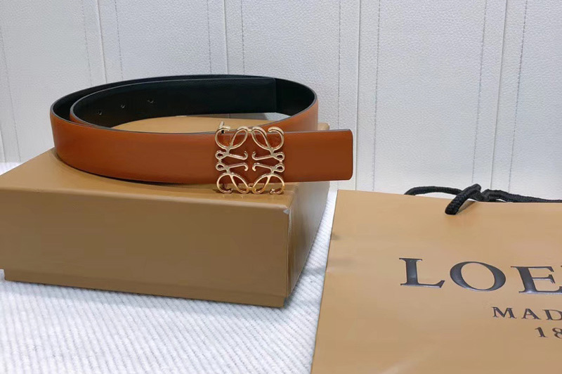 Loewe Anagram reversible 32mm Belt in Brown Calfskin Leather
