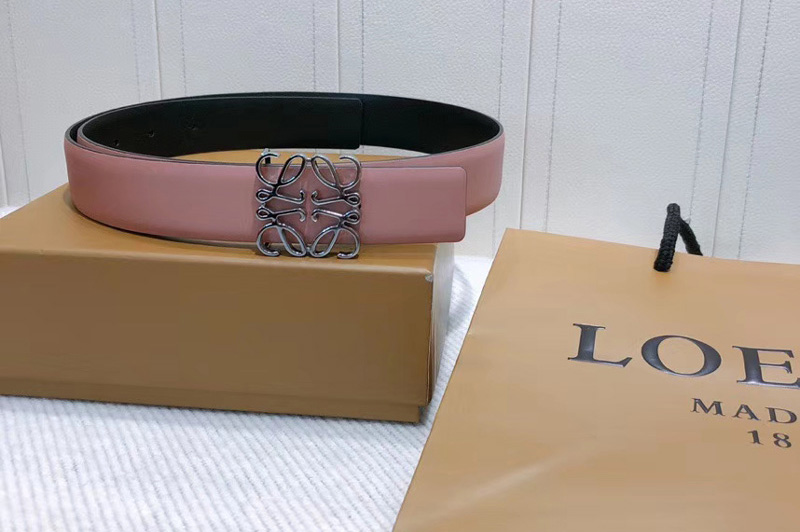Loewe Anagram reversible 32mm Belt in Pink Calfskin Leather