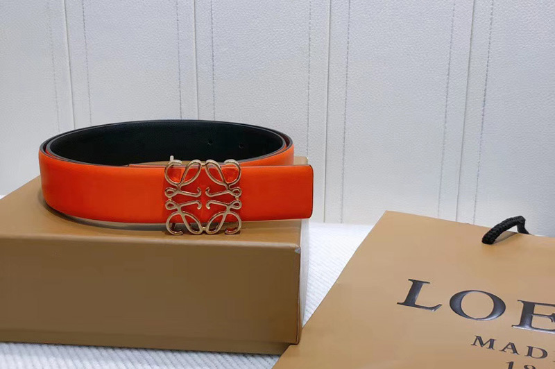 Loewe Anagram reversible 32mm Belt in Orange Calfskin Leather
