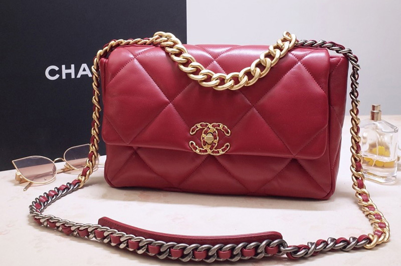 CC AS1160 19 Flap Bag In Red Goatskin Leather