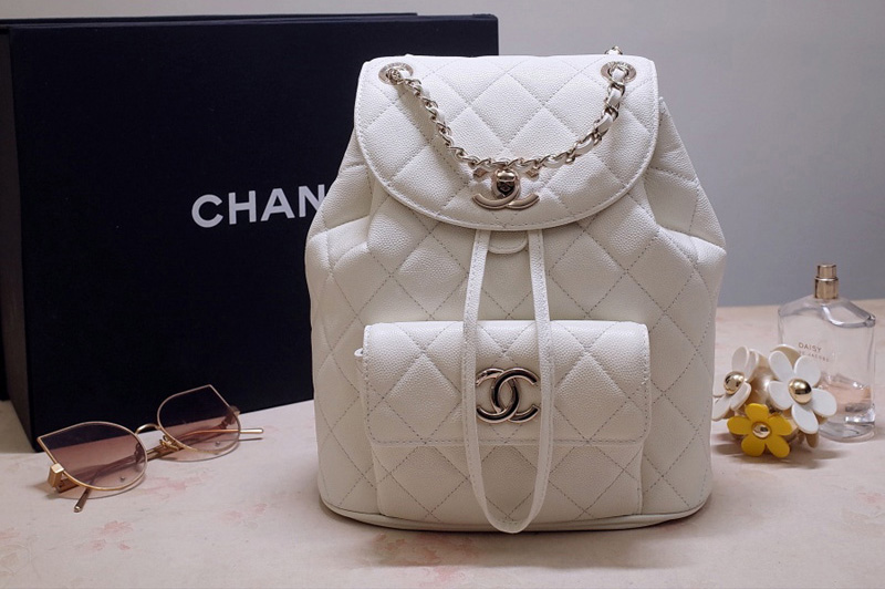 CC 1168 Backpack in White Grained Calfskin