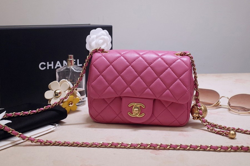 CC AS1786 Flap Bag in Pink Lambskin Leather