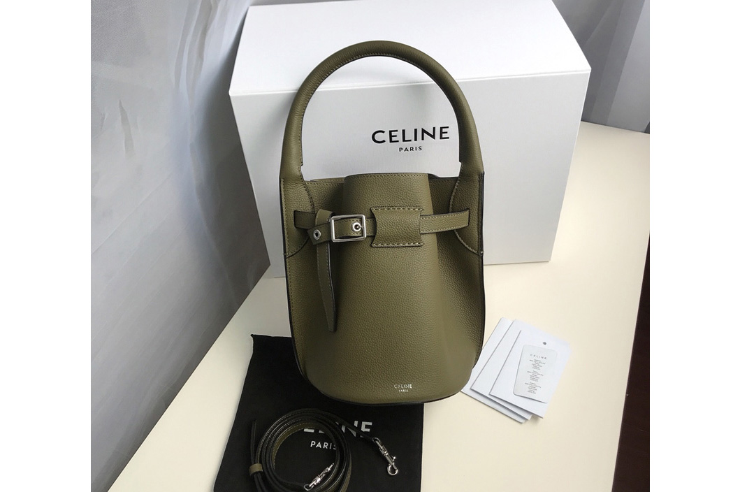 Celine 187243 Big Bag Nano Bucket Bag in Khaki Smooth Calfskin Leather