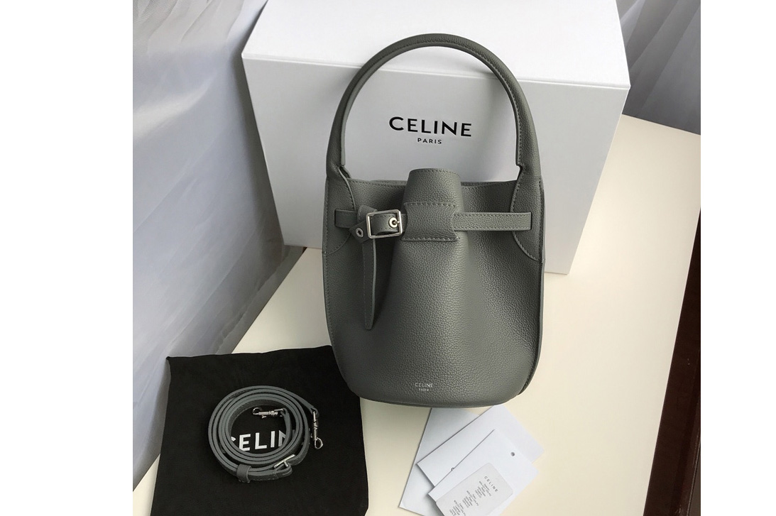 Celine 187243 Big Bag Nano Bucket Bag in Gray Smooth Calfskin Leather