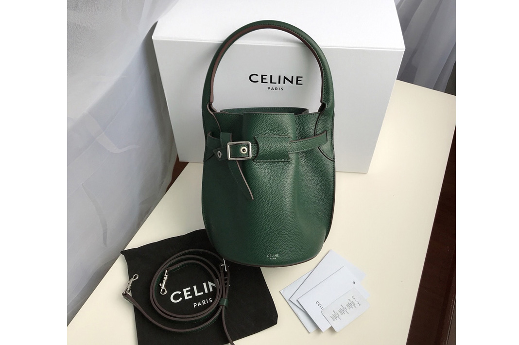 Celine 187243 Big Bag Nano Bucket Bag in Green Smooth Calfskin Leather
