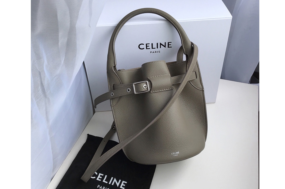 Celine 187243 Big Bag Nano Bucket Bag in Light Khaki Smooth Calfskin Leather