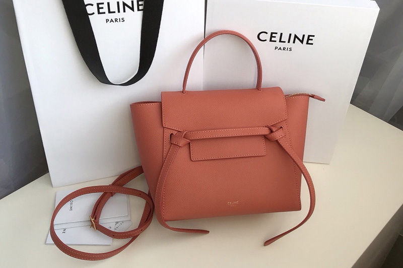 Celine 189003 Nano Belt Bag in Orange Grained Calfskin