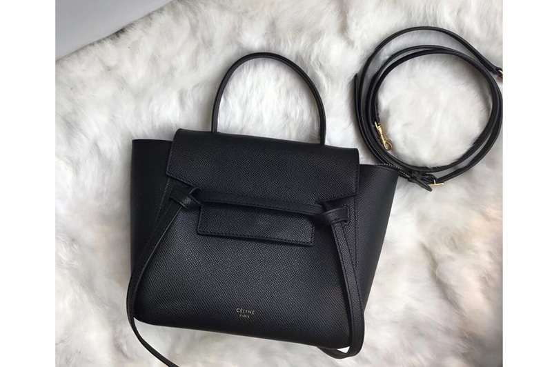 Celine 189003 Nano Belt Bag in Black Grained Calfskin Leather