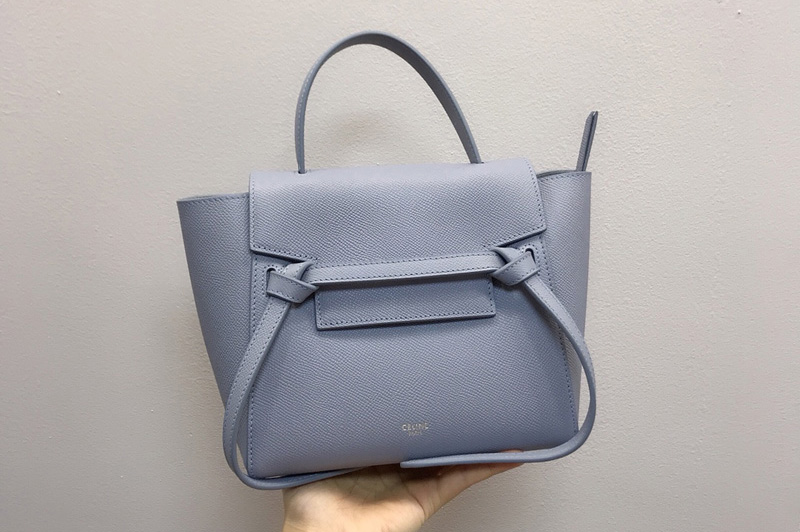 Celine 189153 Micro Belt Bag in Blue Grained Calfskin Leather