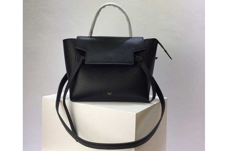 Celine 189153 Micro Belt Bag in Black Grained Calfskin Leather