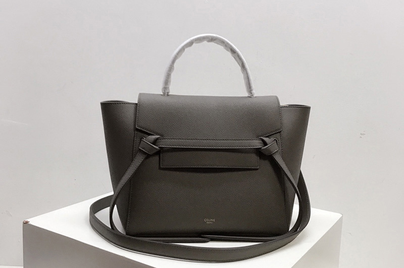 Celine 189153 Micro Belt Bag in Dark Olive Grained Calfskin Leather
