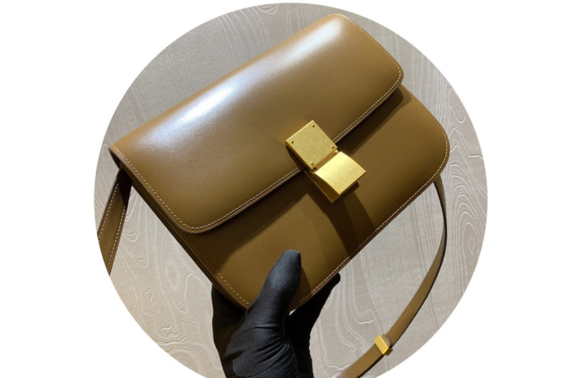 Celine 189173 Medium Classic Bag in Apricot box calfskin Leather