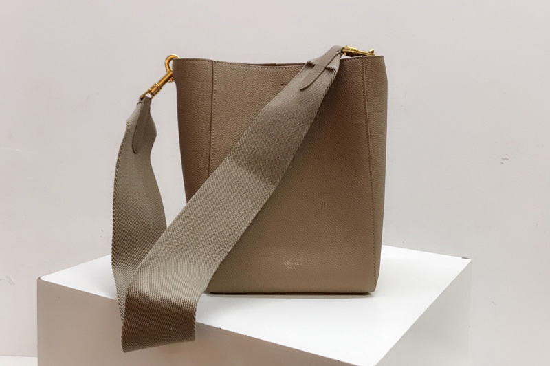 Celine 189303 sangle small bucket bag in Taupe soft grained calfskin