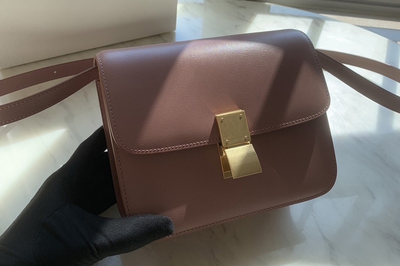 Celine 192523 Teen Classic Bag in Pink box calfskin Leather