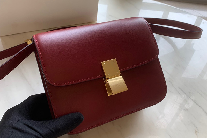 Celine 192523 Teen Classic Bag in Red box calfskin Leather