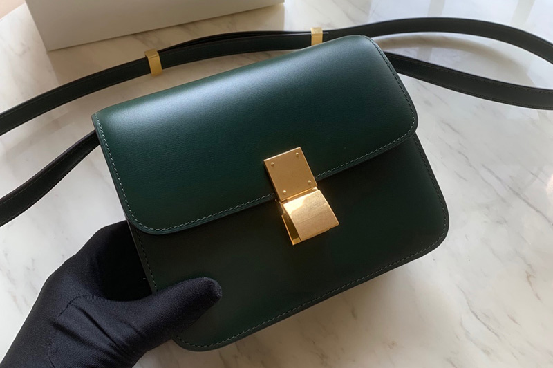 Celine 192523 Teen Classic Bag in Green box calfskin Leather