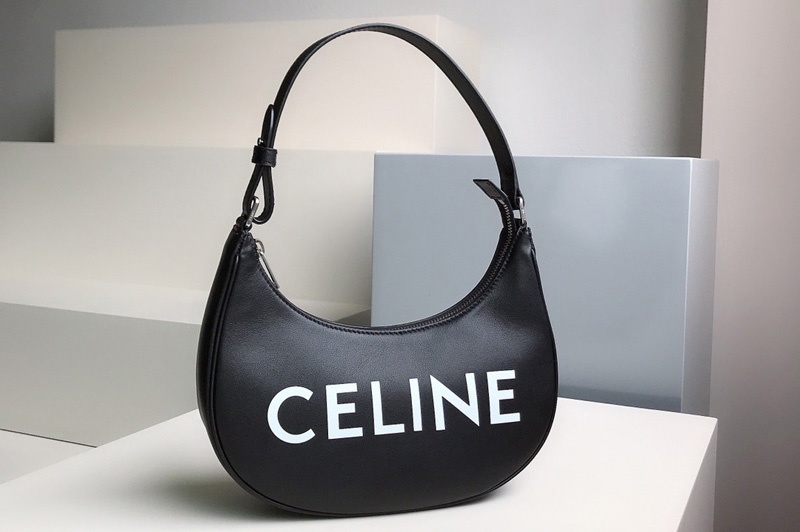 Celine 193953 Ava Bag in Black smooth calfskin with celine print
