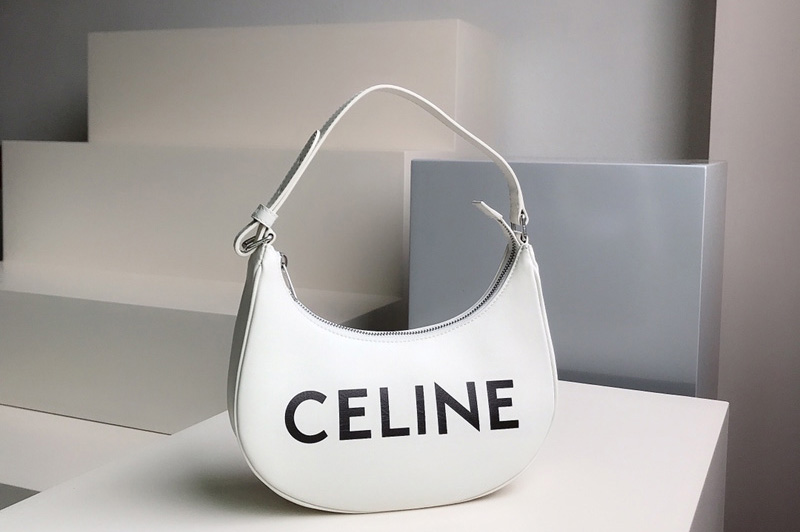 Celine 193953 Ava Bag in White smooth calfskin with celine print