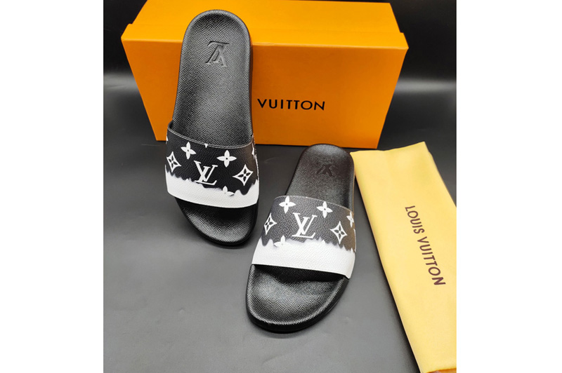 Louis Vuitton 1A3PSB LV Waterfront Mule Sandal in Black Monogram rubber ...