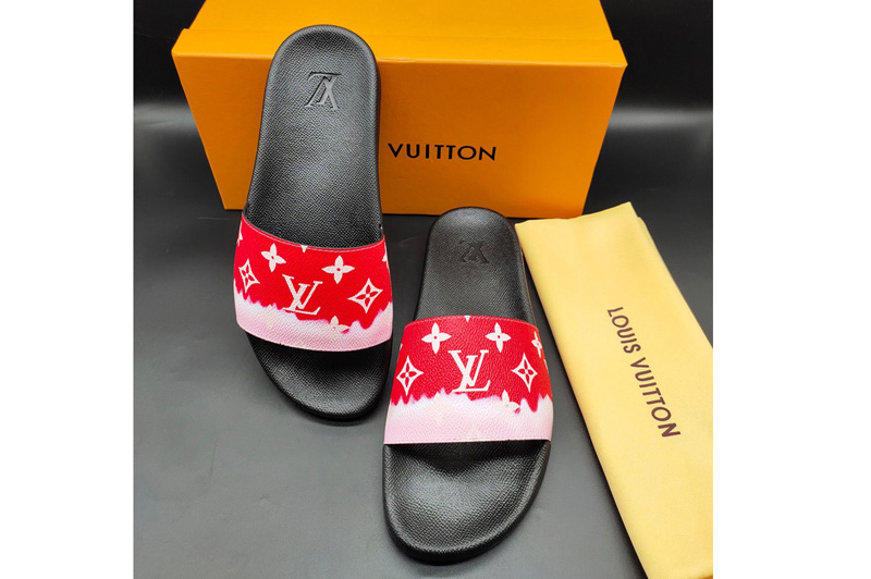 Louis Vuitton 1A3PSB LV Waterfront Mule Sandal in Red Monogram rubber