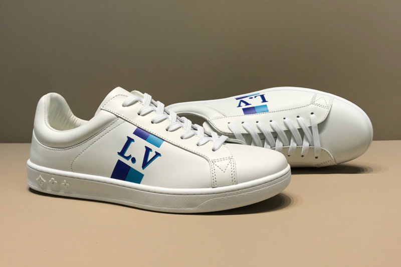 Louis Vuitton 1A57T9 LV Luxembourg Sneaker in White Calf leather With Blue web