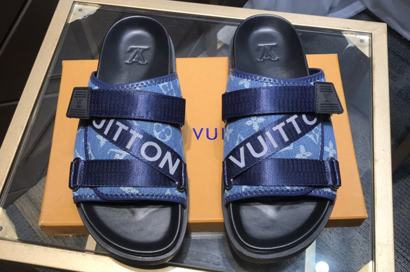 Louis Vuitton 1A5HQL LV Honolulu Mule in Monogram Denim With Blue