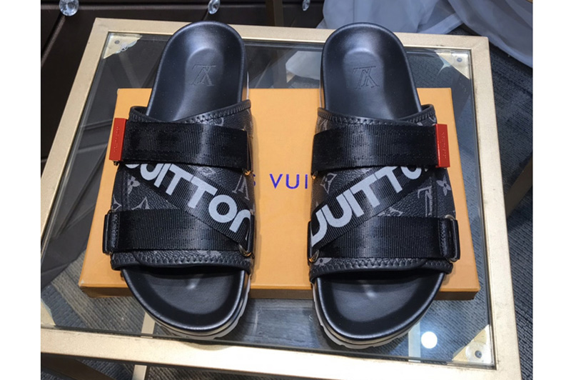 Louis Vuitton 1A5S85 LV Honolulu Mule in Monogram Eclipse canvas With Black