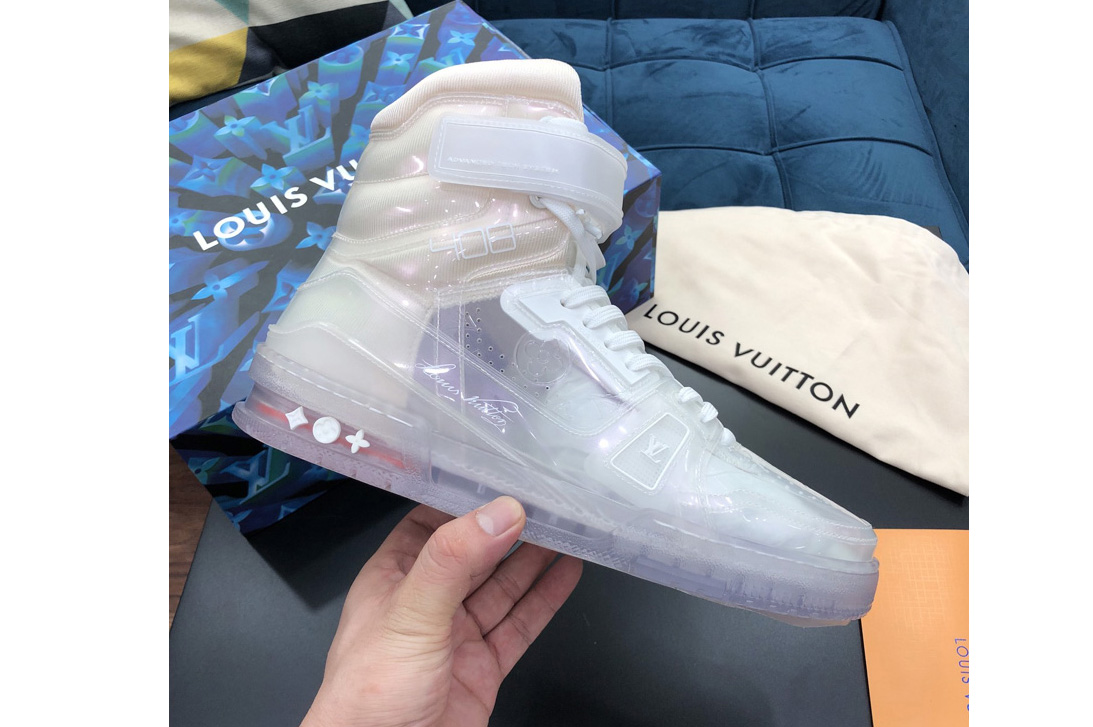 Louis Vuitton 1A5YJ7 LV Trainer sneaker boot in White Transparent