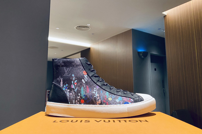 Louis Vuitton 1A7R2F LV Tattoo sneaker boot in dark-gray Monogram Eclipse canvas