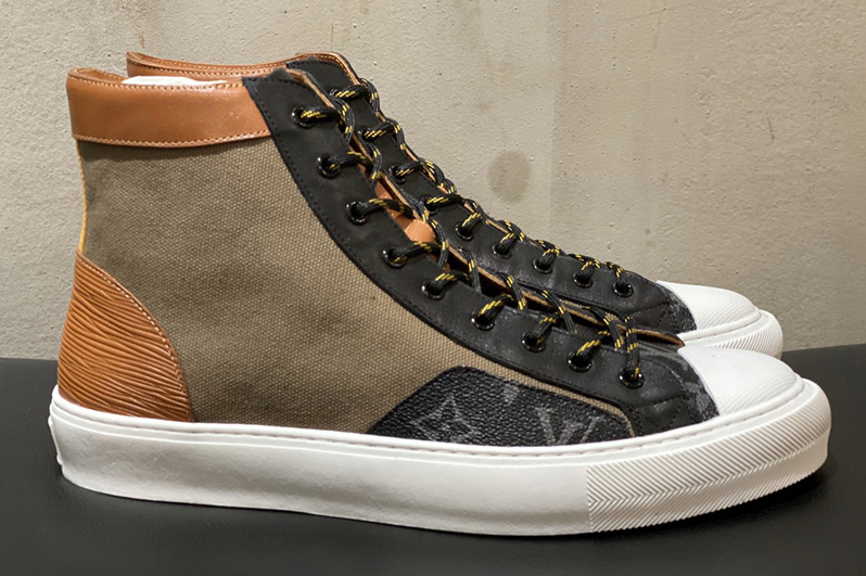 Louis Vuitton 1A7SA9 LV Tattoo sneaker boot in Epi calf leather mix Monogram Eclipse canvas