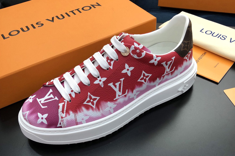 Louis Vuitton 1A7ULX LV Escale Time Out sneaker in Red Patent Monogram canvas
