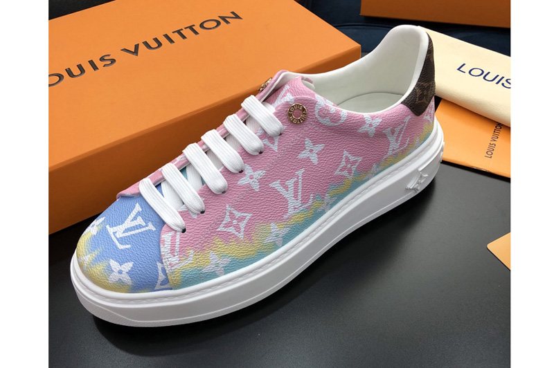 Louis Vuitton 1A7ULX LV Escale Time Out sneaker in Pink Patent Monogram canvas