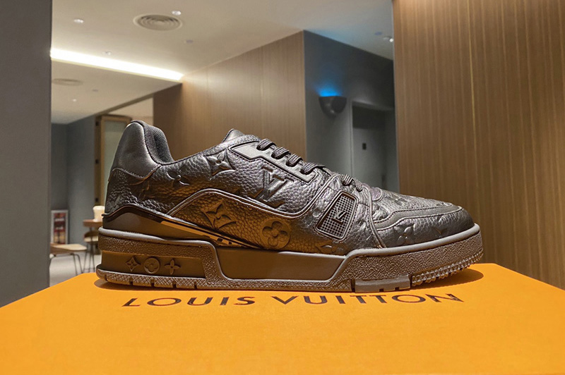 Louis Vuitton 1A7WER LV Trainer sneaker in Black Monogram-embossed grained calf leather