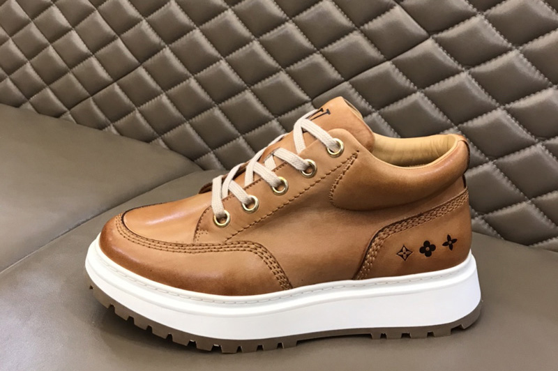 Louis Vuitton 1A7WLH LV Abbesses derby Shoe in Tan Glazed calf leather