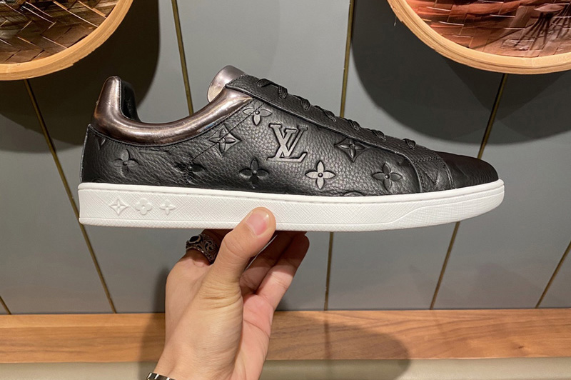Louis Vuitton 1A80XY Luxembourg sneaker in Black Monogram-embossed grained calf leather
