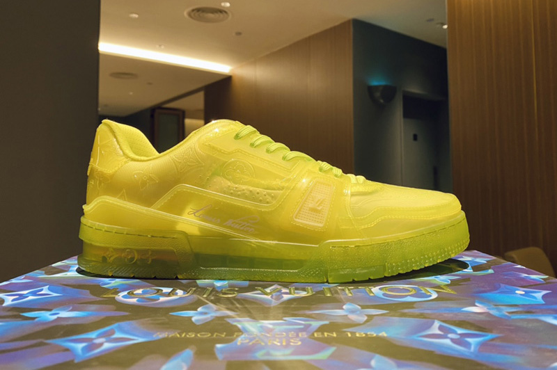 Louis Vuitton 1A8KK5 LV Trainer sneaker in Yellow Mix of materials