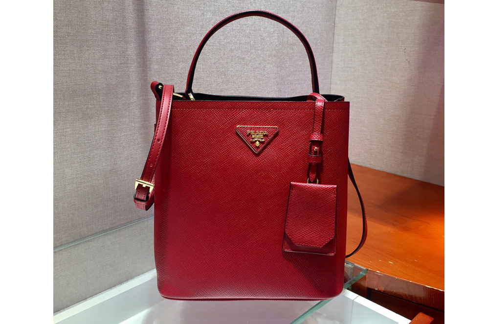 Prada 1BA212 Panier Medium bag Red Saffiano leather