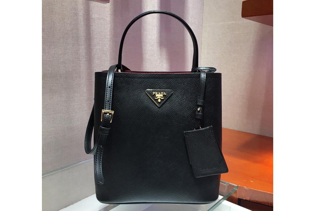 Prada 1BA212 Panier Medium bag Black Saffiano leather