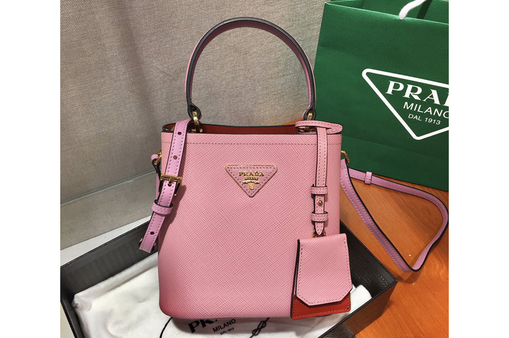 Prada 1BA217 Panier Small bag Pink Saffiano leather
