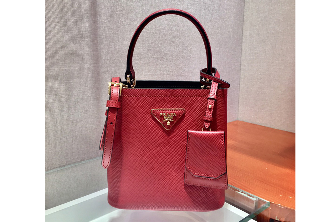 Prada 1BA217 Panier Small bag Red Saffiano leather