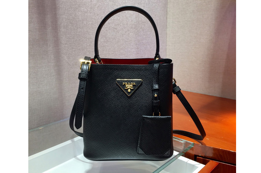Prada 1BA217 Panier Small bag Black Saffiano leather